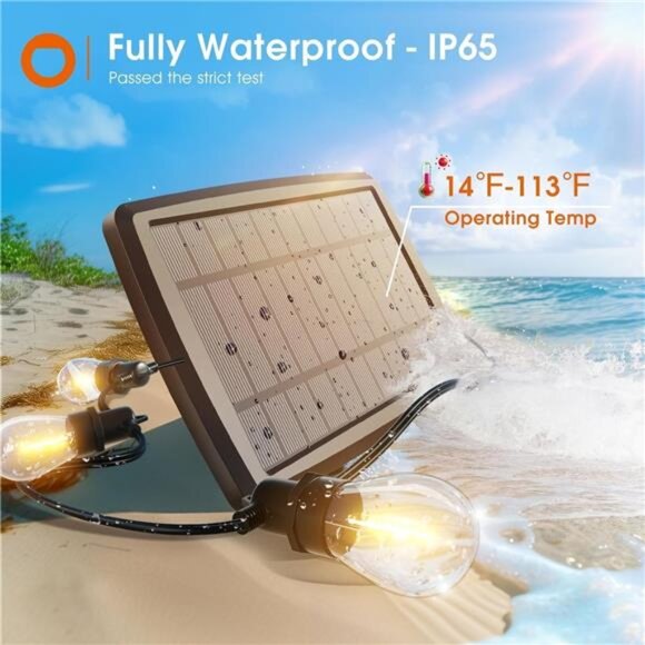 54FT(48+6) Solar String Lights Outdoor Waterproof with USB Charging & Remote - Picture 4 of 7